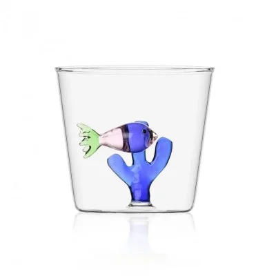 Verre poisson rose corail bleu Ichendorf Milano - Maison James Close à Antibes